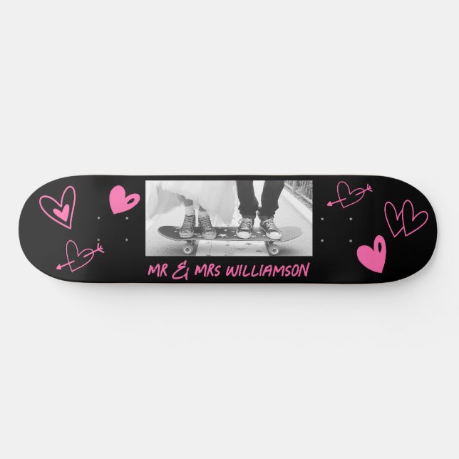 Couple Personnaliser Mariage Skateboard (Horz)