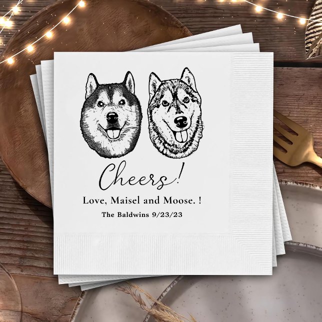 Couple Pet Hand Zeichnend Personalisierte Beifall Serviette (Von Creator hochgeladen)