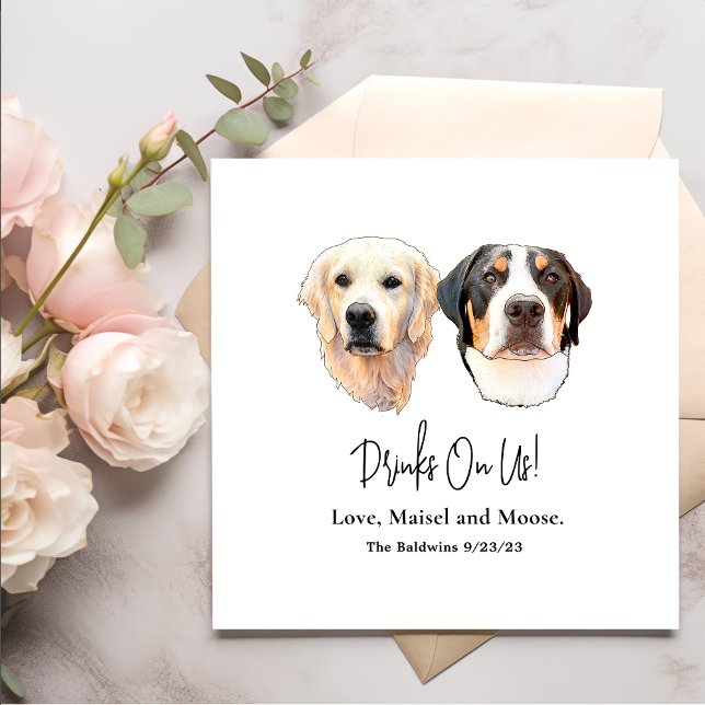 Couple Pet Hand Zeichnend Personalisierte Getränke Serviette (Von Creator hochgeladen)