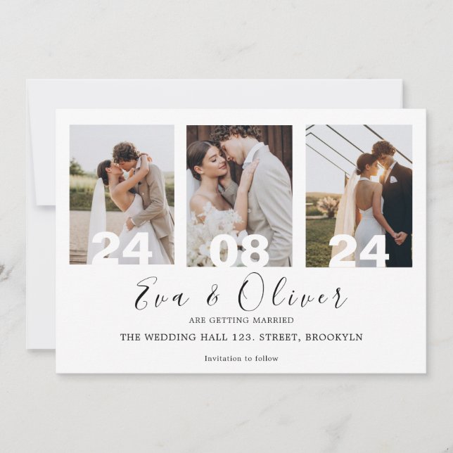 Couple Photo College Simple Faire-part de mariage (Devant)