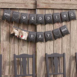 Couple Photo Faux Chalkboard Mariage Bund drapeaux