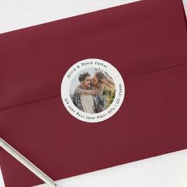 Couple Photo  Return Address Classic Round Sticker