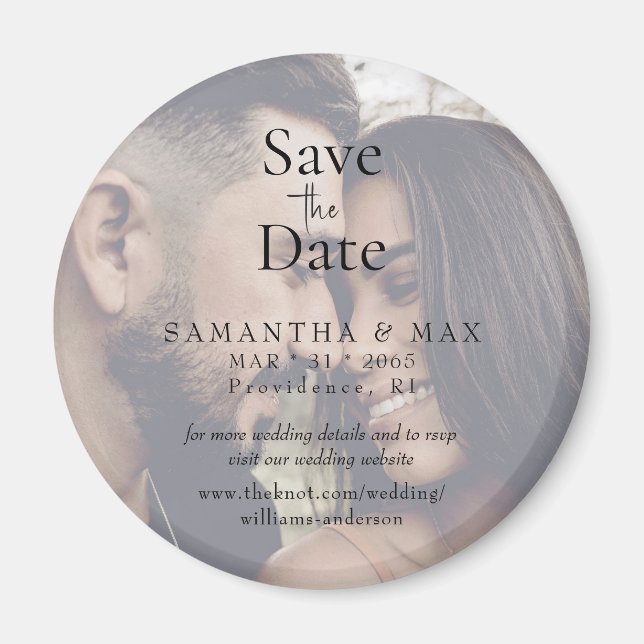 Couple Photo Round Save the Date Wedding Magnet (Vorne)