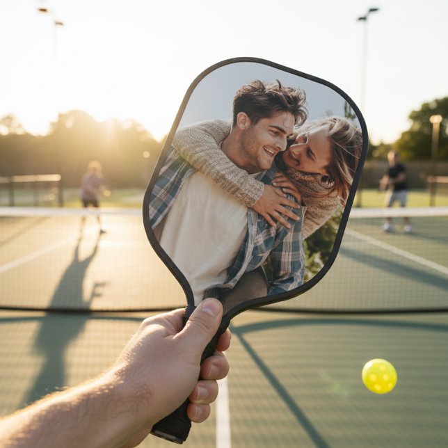 Couple Photo Your Own Two Image Double Side Pickleball Schläger (Von Creator hochgeladen)
