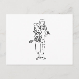 Couple Playing Tennis Postkarte