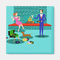 Couple rétro avec aimant pour chien