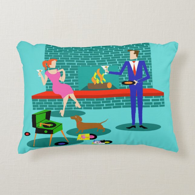 Couple rétro avec Coussin d'accent de chien (Devant)