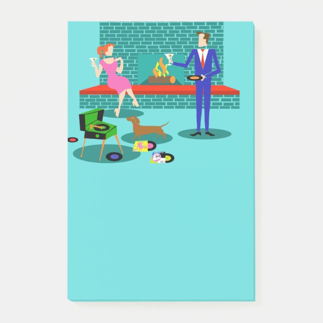 Couple rétro avec des notes post-it de chien (Devant)