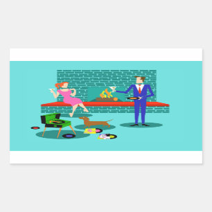 Couple rétro avec Stickers Chien