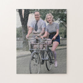 Couple Riding Malvern Star Bike 1930er Color Redux