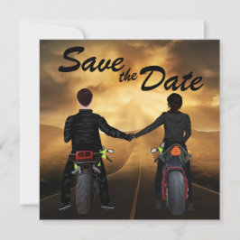 Couple Riding Motorräder Magische Sonnenuntergang  Save The Date