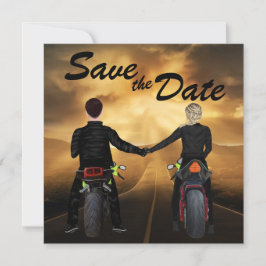 Couple Riding Motorräder Magische Sonnenuntergang  Save The Date