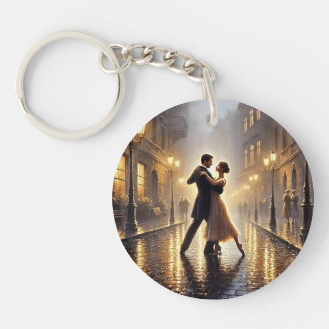 Couple romantique dansant sous la pluie (Devant)