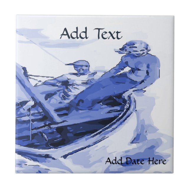 Couple Sailing Tile, holländischer Look, personali Fliese (Vorderseite)
