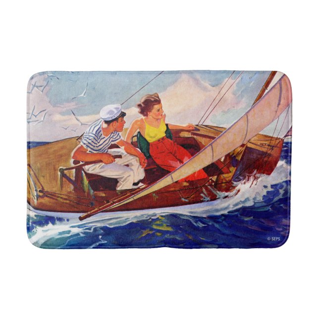 Couple Sailing von R.J. Cavaliere Badematte (Vorderseite)