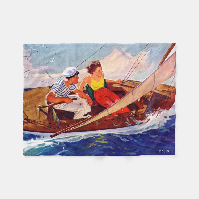 Couple Sailing von R.J. Cavaliere Fleecedecke (Vorderseite (Horizontal))