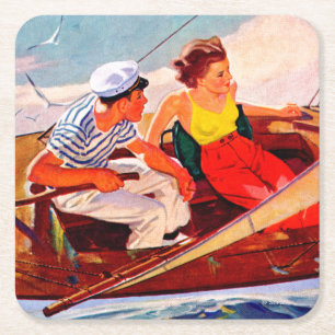 Couple Sailing von R.J. Cavaliere Rechteckiger Pappuntersetzer