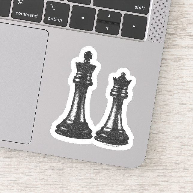 "Couple" Schach King & Queen Stipple Aufkleber (Detail)