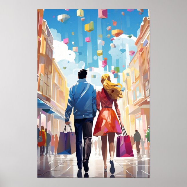 Couple Shopping Ensemble Posters muraux (Devant)