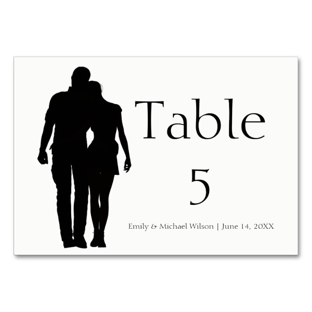 Couple Silhouette moderne - Carte de table 3x5 (Devant)