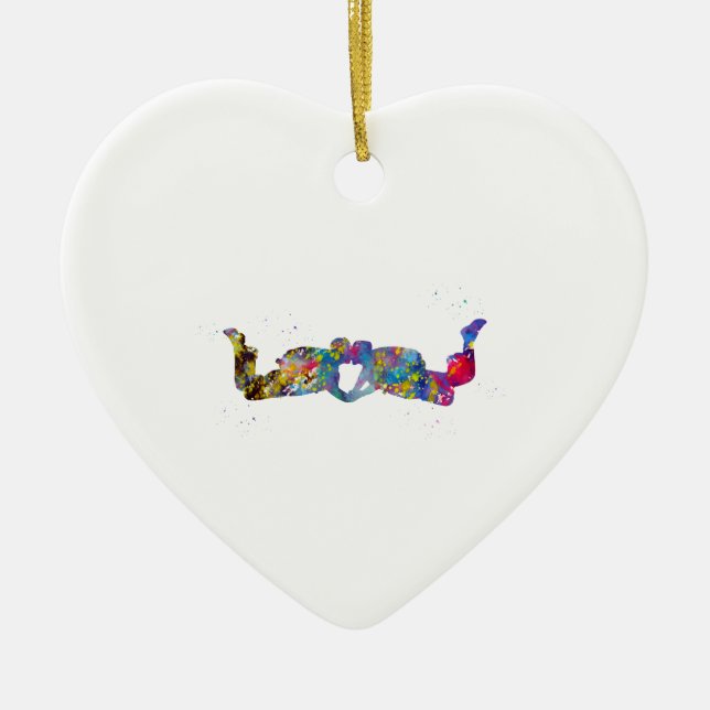 Couple Skydiver Keramik Ornament (Vorne)
