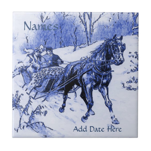 Couple Sleigh Tile, Dutch Look, Personalize Fliese (Vorderseite)