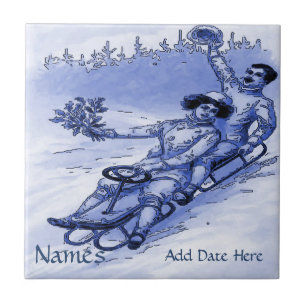Couple Sleigh Tile, Dutch Look, Personalize Fliese