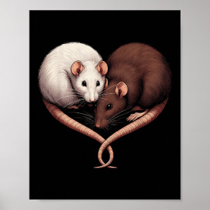 Couple Small Rodent Pet Happy Heart Liebe Niedlich Poster