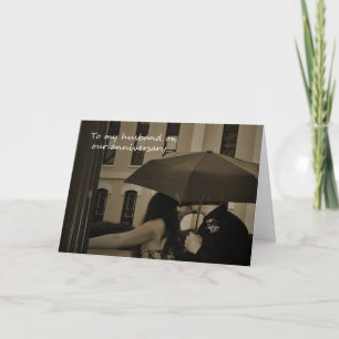 Couple sous un parapluie - Carte d'anniversaire du