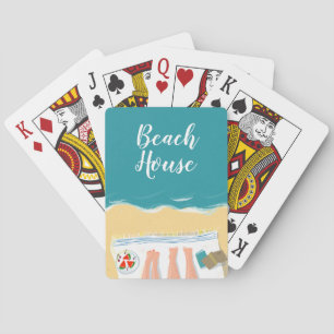 Couple Sunbaer Illustration Beach House Spielkarten