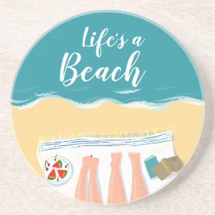Couple Sunbat on Beach Slogan Getränkeuntersetzer