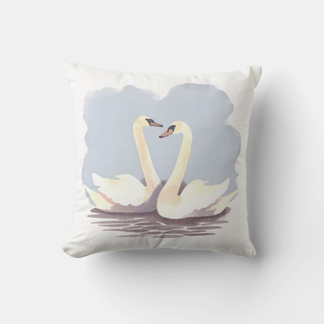 Couple Swan Throw oreiller (Recto)