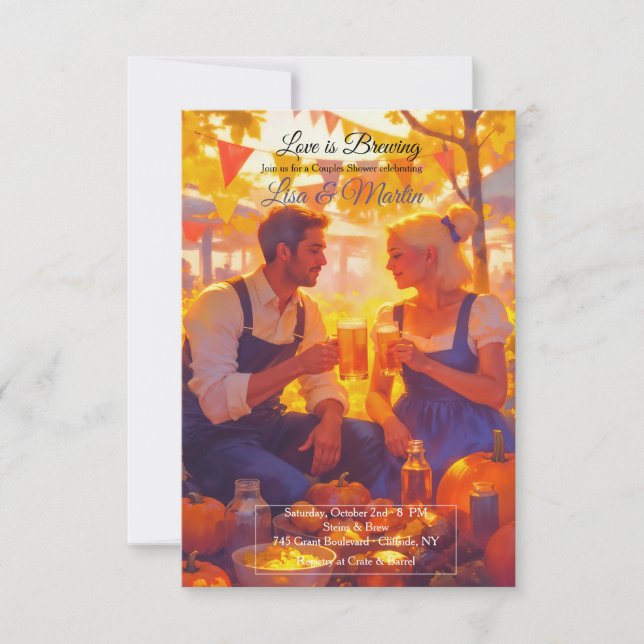 Couple Toasting Fall Invitation  (Devant)