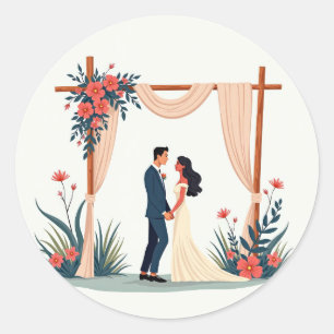 Couple Under Arbor Wedding Sticker