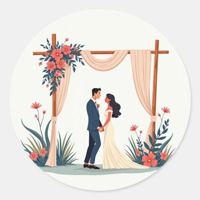Couple Under Arbor Wedding Sticker (Vorderseite)