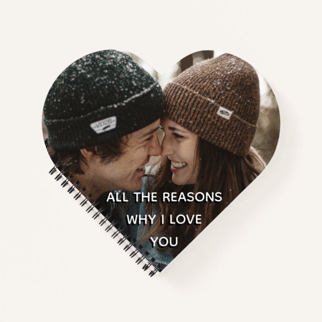 Couple Valentine's Gründe ich Liebe Sie Foto Herz Notizbuch (Vorderseite)