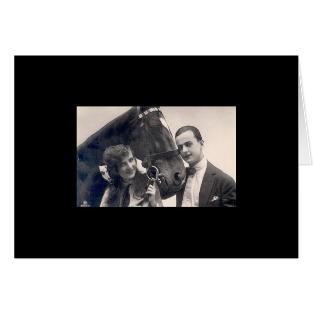 Couple vintage et cheval (Devant horizontal)
