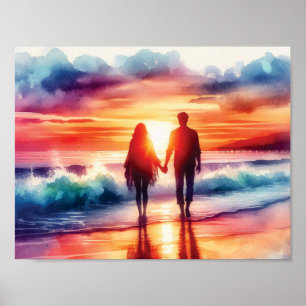 Couple Walking am Strand Poster