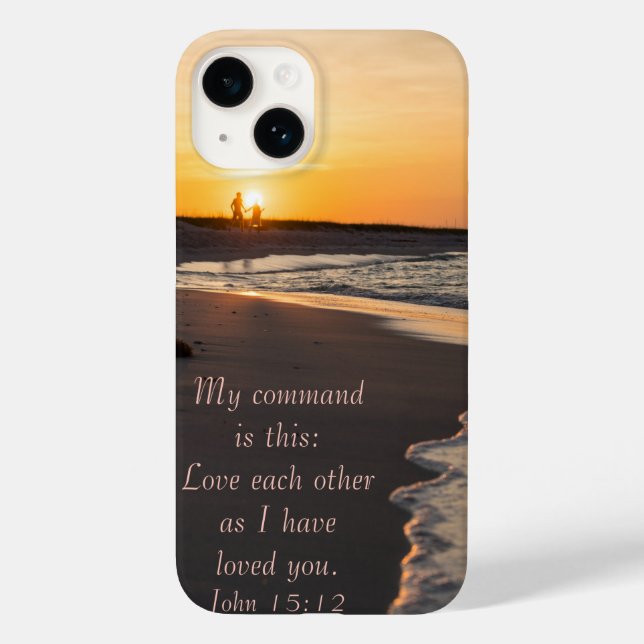Couple Walking Beach bei Sunrise John 15 12 Case-Mate iPhone 14 Hülle (Rückseite)