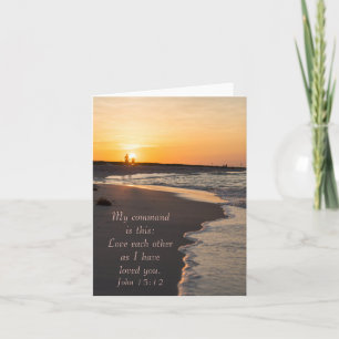 Couple Walking Beach bei Sunrise John 15 12 Karte