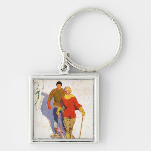 Couple Wearing Snowschuhe von McClelland Barclay Schlüsselanhänger (Vorne)