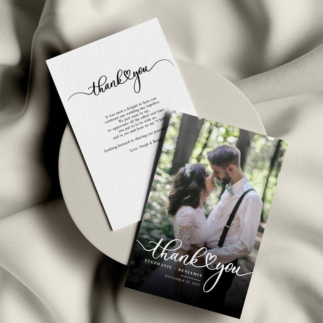 Couple Wedding Foto Handschrift Vielen Dank Mitteilungskarte (Von Creator hochgeladen)