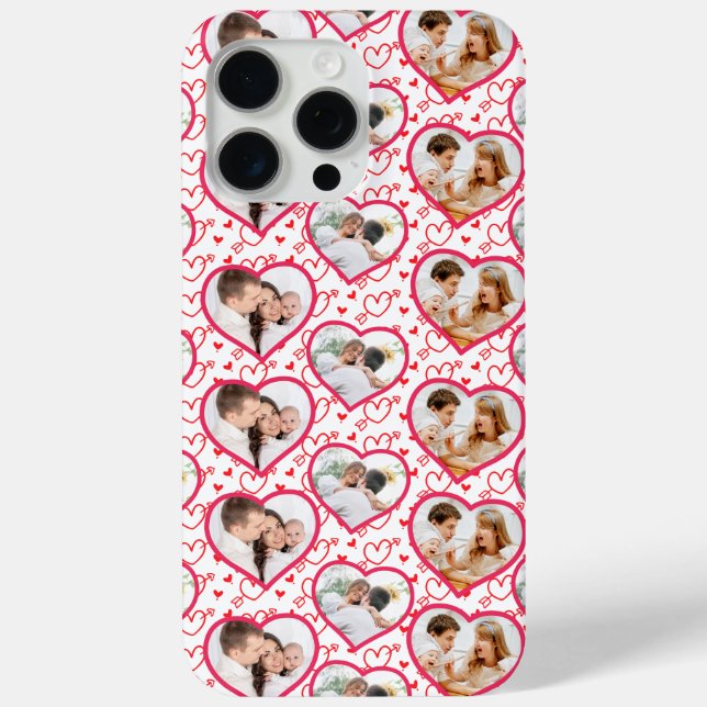 Couple Wedding Liebe 3 Foto Herzmuster Case-Mate iPhone Hülle (Rückseite)