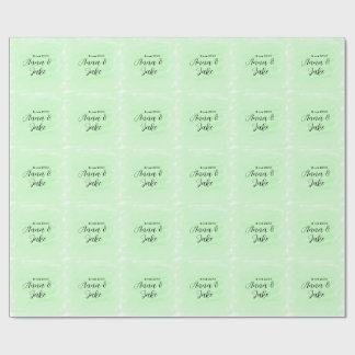 Couple wedding name date green watercolor pastel l geschenkpapier