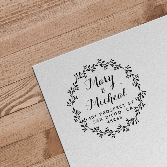 Couple Wedding Return Address Elegant Minimalist Gummistempel (Von Creator hochgeladen)