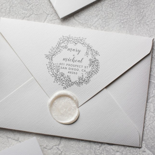 Couple Wedding Rücksendeadresse Elegant Minimalist Gummistempel (Von Creator hochgeladen)