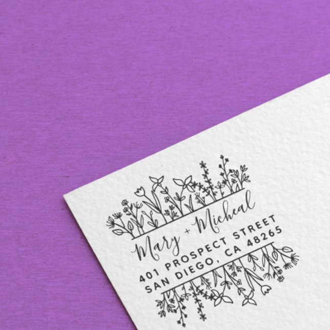 Couple Wedding Rücksendeadresse Elegant Minimalist Gummistempel (Von Creator hochgeladen)