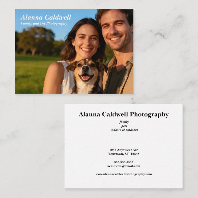 Couple with Dog Photographer Real Estate  Visitenkarte (Vorne/Hinten)