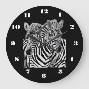 Couple Zebra Clock Große Wanduhr