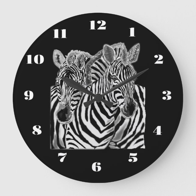 Couple Zebra Clock Große Wanduhr (Vorderseite)